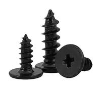 YANGC M1.2 M1.4 M1.7 M2 M2.3 M2.6 M3 M3.5 M4 Carbon Steel Cross Super Ultra Thin Flat Wafer Head Self-tapping Wood Screw(Black,6MM_M2.3(100PCS))