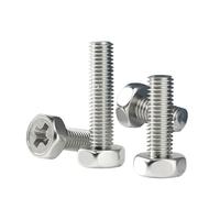 YANGC M1.6 M2 M2.5 M3 M4 M5 M6 M8 304 Stainless Steel Cross Groove Recess External Hex Hexagon Screws Hex Head Bolt(M5(5Pcs),30mm)