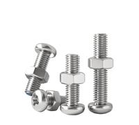 YANGC M1 M1.2 M1.4 M1.6 M2 M2.5 Mini Round Head Bolt Nuts Combination 304 Stainless Steel Pan Head Screws Hexagon Nuts Sets(M1x10mm-50Sets)