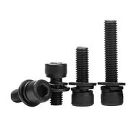 YANGC M2~M8 Black 304 Stainless Steel Hex Hexagon Socket Cup Head Screw Washer Spring Gasket Combination Bolts Length 5mm-40mm(M3x12mm(100pcs))