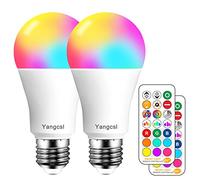 Yangcsl 10W A19 Timing Remote Controller RGBW Color Changing LED Light Bulbs,Double Memory and Wall Switch Control,Daylight White and Color Ambiance Extension (Pack of 2)