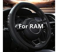 Yangday Leather Steering Wheel Cover for Dodge Ram 1500 2500 3500, 15.5-16 Inches Car Steering Wheel Cover with Anti-Slip Massage Particle (Black)