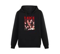 YANGDUJUN Twice K-Pop Girl Group Mens Hoodies Casual Cotton Unisex Black Sweatshirts L
