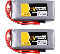 Yangers 2 Pack 6.6V 2200mAh Lipo Battery Rechargeable Replacement Battery with JST FUTABA Plug Connector for Futaba 18SZ 14SZ 10J T8J T6J 7PX 4PX 4PV 4PLS 4PK 3PK 3PV Transmitter RC Toys