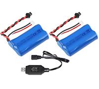 Yangers 2 Pack 7.4v 2S 1500mah li-ion Battery RC Rechargeable Batteries 15C SM-2P Plug Connector with USB Charger Set for RC Car off road Truck Jumper Vehicle Wltoys