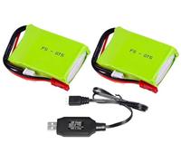 Yangers 2 Pack 7.4V 2S 1500mAh Lipo Battery RC Rechargeable Batteries Pack JST Plug Connector with USB Charger Set Suitable for Flysky FS-GT5 FS-G7P Transmitter Car Toys