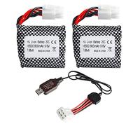 Yangers 2 Pack 9.6v 800mah li-ion Battery RC Rechargeable Batteries 20C EL-6P 6 Pin Plug Connector with USB Charger Set for RC Car off road Truck Jumper Vehicle Drift Monster Hosim Toys