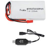 Yangers 7.4V 2200mAh 2S Lipo Battery Rechargeable Replacement Battery JST JR Plug Connector with USB Charger Set for FrSky Taranis Q X7 Spektrum DX8 DX6 DX6E RC Transmitter