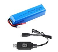 Yangers 7.4V 3000mAh 2S Lipo RC Battery Replacement Batteries Pack JST Plug Connector with USB Charger Set for Frsky Taranis X9D Plus Flysky Transmitter Remote FPV Receiver Goggle Airsoft Toys Drone