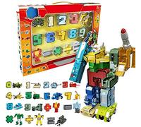 Yangers Alphabet Transforming Numbers Robot Maths STEM Learning Educational Toys Building Construction Block Puzzle Vehicle Military Model Tank Missile Helicopter Fighter for Kids Toddler
