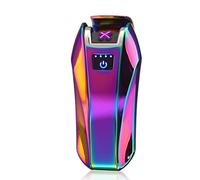 Cigarette Electric Lighter Dual Arc USB Rechargeable, Electronic Charging Pulse Plasma Windproof Flameless Touch Sensor Control for Cigar Candle (Rainbow)