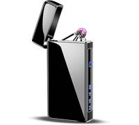 Yangers Cigarette Electric Lighter Dual Arc USB Rechargeable, Cool Electronic Charging Pulse Plasma Windproof Flameless Touch Sensor Control for Smoking Cigarette Candle (Black)