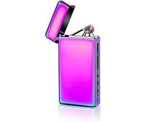 Yangers Cigarette Electric Lighter Dual Arc USB Rechargeable, Cool Electronic Charging Pulse Plasma Windproof Flameless Touch Sensor Control for Smoking Cigarette Candle (Rainbow)
