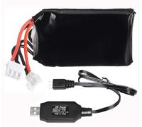 Yangers DIY 7.4V 1000mAh Lipo Battery RC Rechargeable Batteries XH2.54 Plug Connector with USB Charger Set Suitable for Flysky FS-i6 FS-i6S FS-I6X Transmitter