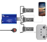 Yangers Multi Battery Charger Charging Hub for DJI Air 3 / 3S Drone(not for Dji Air 2/Air), Smart Parallel Dock Station for 3 Flight Batteries 1 Remote Controller 1 Smartphone