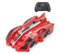 Yangers Radio Remote Controlled Wall Climbing Car, 4 Channel Defy Zero Anti Gravity Goes Up Racing Climb Riding on Walls with LED Lights, USB Rechargeable Electric Race Toy for Kids Boy Girls (Red)