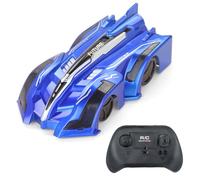 Yangers Radio Remote Controlled Wall Climbing Car, 4 Channel Defy Zero Anti Gravity Goes Up Racing Climb Riding on Walls with LED Lights, USB Rechargeable Electric Race Toy for Kids Boy Girls (Blue)