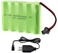 Yangers rechargeable NI-MH 5S AA battery pack 6V 2400mAh SM 2P 2 pin plug female connector with USB charger for RC car off road truck jumper Vehicle Drift Monster Toys