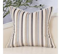 Yangest Beige Striped Throw Pillow Cover Multicolor Velvet Cushion Cover Modern Bohemian Pillowcase for Sofa Couch Bedroom Living Room Home Christmas Decoration,18x18 Inch