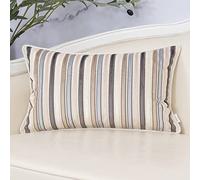 Yangest Beige Striped Throw Pillow Cover Multicolor Velvet Cushion Cover Zippered Rectangular Pillowcase for Sofa Couch Bedroom Living Room Home Decoration, 12x20 Inch