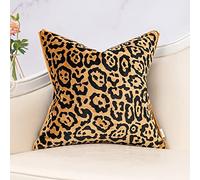 Yangest Black and Gold Square Pillow Cover Cut Velvet Leopard Print Cushion Cover Luxury Modern Pillowcover for Couch Living Room Bedroom,18x18 Inch
