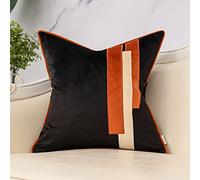 Yangest Black Decorative Velvet Throw Pillow Cover Striped Patchwork Cushion Case Modern 18x18 Inch Pillowcase for Sofa Couch Bedroom Living Room Home Decor