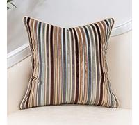 Yangest Brown Striped Throw Pillow Cover Multicolor Velvet Cushion Cover Modern Bohemian Pillowcase for Sofa Couch Bedroom Living Room Home Christmas Decoration,18x18 Inch