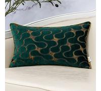Yangest Green Throw Pillow Cover Wavy Cushion Cover Modern Zippered Rectangular Pillowcase for Sofa Couch Bedroom Living Room Home, 12x20 Inch