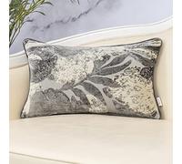 Yangest Grey Leaf Rectangle Pillow Cover Cut Velvet Cushion Cover Luxury Modern Pillowcover for Couch Living Room Bedroom,12x20 Inch