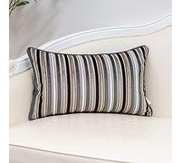 Yangest Grey Striped Throw Pillow Cover Multicolor Velvet Cushion Cover Zippered Rectangular Pillowcase for Sofa Couch Bedroom Living Room Home Decoration, 12x20 Inch