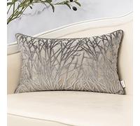 Yangest Grey Throw Pillow Cover Velvet Cushion Cover Branches Rectangular Pillowcase for Sofa Couch Bedroom Living Room, 12x20 Inch