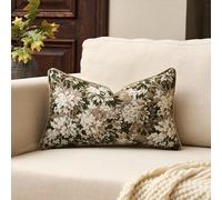 Yangest Neutral Floral Pillow Cover 12 x 20 Inches, Vintage Chenille Rectangle Throw Pillow Cover Soft Decorative Farmhouse Accent Couch Pillow Cover for Living Room Bedroom, Green