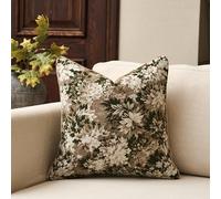 Yangest Neutral Floral Pillow Cover 20 x 20 Inches, Vintage Chenille Square Throw Pillow Cover Soft Decorative Farmhouse Accent Couch Pillow Cover for Living Room Bedroom, Green