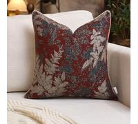 Yangest Neutral Leaf Pillow Cover 18 x18 Inches, Vintage Chenille Square Throw Pillow Cover Soft Leaves Nature Accent Couch Pillow Cover for Living Room Bedroom, Red