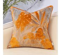 Yangest Orange Leaf Square Pillow Cover Cut Velvet Cushion Cover Luxury Modern Pillowcover for Couch Living Room Bedroom,18x18 Inch