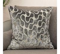 Yangest Silver Grey Square Throw Pillow Cover Wavy Velvet Cushion Cover Modern Zippered Pillowcase for Sofa Couch Bedroom Living Room Chair, 20 x 20 Inch
