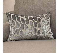 Yangest Silver Grey Velvet Wave Lumbar Throw Pillow Cover Wavy Line Luxury Cushion Case Modern Zippered Rectangular Pillowcase for Sofa Couch Bedroom Living Room Home Decorative, 12x20 Inch