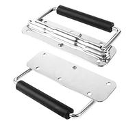 Yangfei 2 Pieces Chest Handle, Stainless Steel Pull Handle Heavy Duty Chest Ring Pull Handle Folding Handle with Rubber Grip for Toolbox Chest Case (14x4cm)