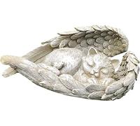 YangHaoDiSY Pet Memorial Grave Stones, Cat Dog with Angel Wings Resin Statue for Pets Memorial Gifts Angel Tribute Statue (Cat)