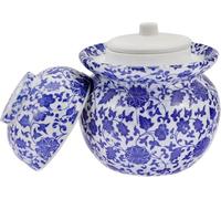 YangHaoDiSY Traditional Ceramic Pickle Jar, Water Seal Fermenting Jar Sauerkraut Crock Container Vegetables Kimchi Jar Canister for Kitchen (A)