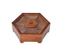 YangHaoDiSY Wooden Dried Fruit Box, 7 Compartments Multifunction Storage Container, Snack Sectional Tray with Clear Window on The Lid