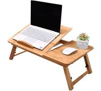 YANGHX Bamboo Laptop Table Laptop Desk Tray Adjustable Stand Bed Portable Bamboo Laptop Table with Drawer, Folding Breakfast Padded Lap Work Tray