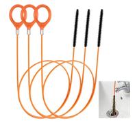 YANGJINGSHE Drain Snake,3 Pack 35 Inch Drain Unblocker Tool with Anti-Break Steel Core,Sink Unblocker for Bathroom Shower Kitchen,Drain Cleaner for Hair Clogs, Drain Hair Unblocker,Toilet Snake Orange