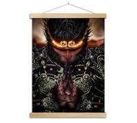 YANGJJ Black Myth Wukon Canvas Poster with Wooden Scroll Frame, Journey to the West Monkey Sun China Game HD GICLEE Prints Wall Art for Home Decor (Type 02, 12"x16" / 30x40cm)