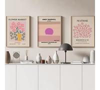 Yangld Flower Market Andy Warhol Sunset Posters Prints Abstract Matisse Wall Art Canvas Painting Nordic Picture Room Decor 19.6”x 27.5”(50x70cm) x3 No frame