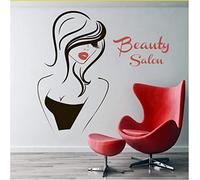 Yangll 76X71Cm Wall Decal Beauty Salon Vinyl Decal Interior Decor Sticker Hairdresser Hairstyle Hair Barbers Hairdo Girl Face Eyes Lips
