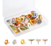 YANGLY 30Pieces Flowers Thumb Tacks Colorful Push Pins Cute Decorative Thumb for Home Office Decorative Drawing Pins