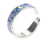 YANGLY Ring Fashionable Van Gogh Starry for Sky Rings S925 Silver Plated Adjustable Open Lover Rings Romantic Knuckle Ring Jewelry G