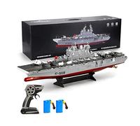 YANGM 2.4G Remote Control Boat Military Remote Control Model Battleship with 2 * rechargeable battery Cannon Giant Ship Display Ornaments Suitable for Pools Lakes Rivers (A)