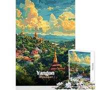 Yangon, Myanmar Cityscape 1000 Piece Jigsaws for Teenagers Boost Memory Retention Effectively Calming Relaxing Leisure Game (50x75cm)